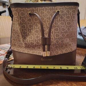Calvin Klein Tan and Brown Bucket Bag